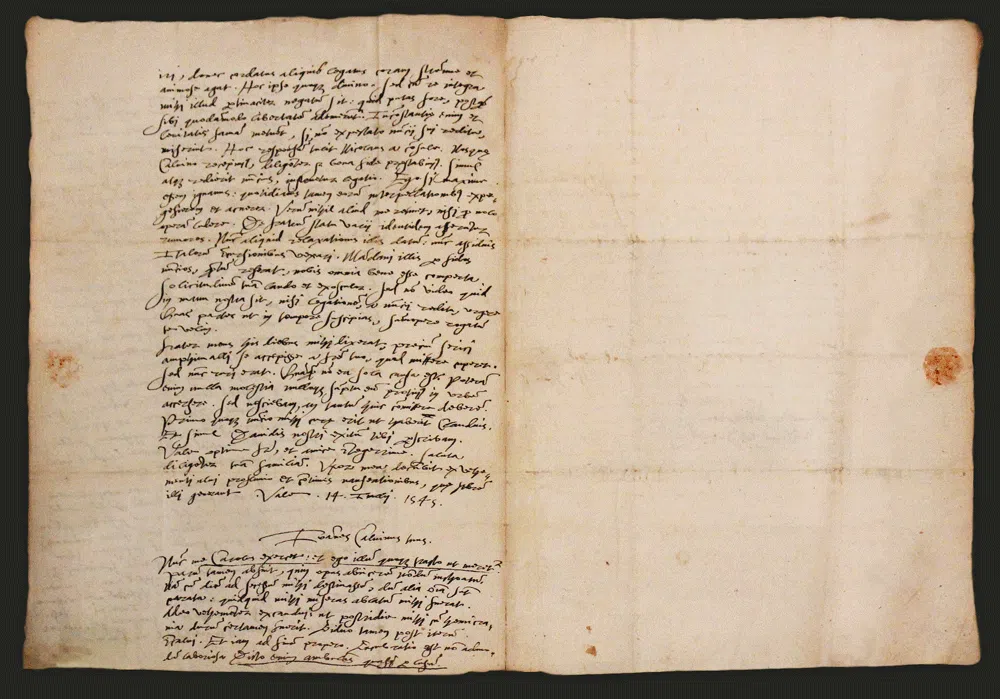 trésors du MIR : Letter from John Calvin to Guillaume Farel