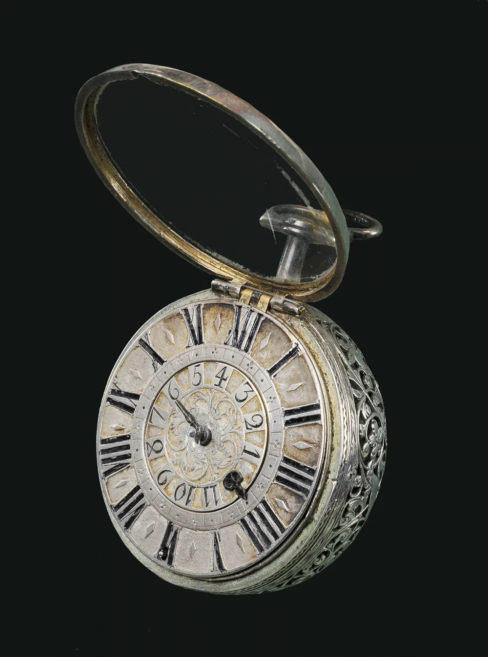 Silver pocket watch with alarm